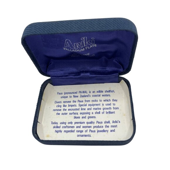 Vintage Ariki Palladium Plate Paua Shell Cufflinks In Original Box A576 - Picture 2 of 5